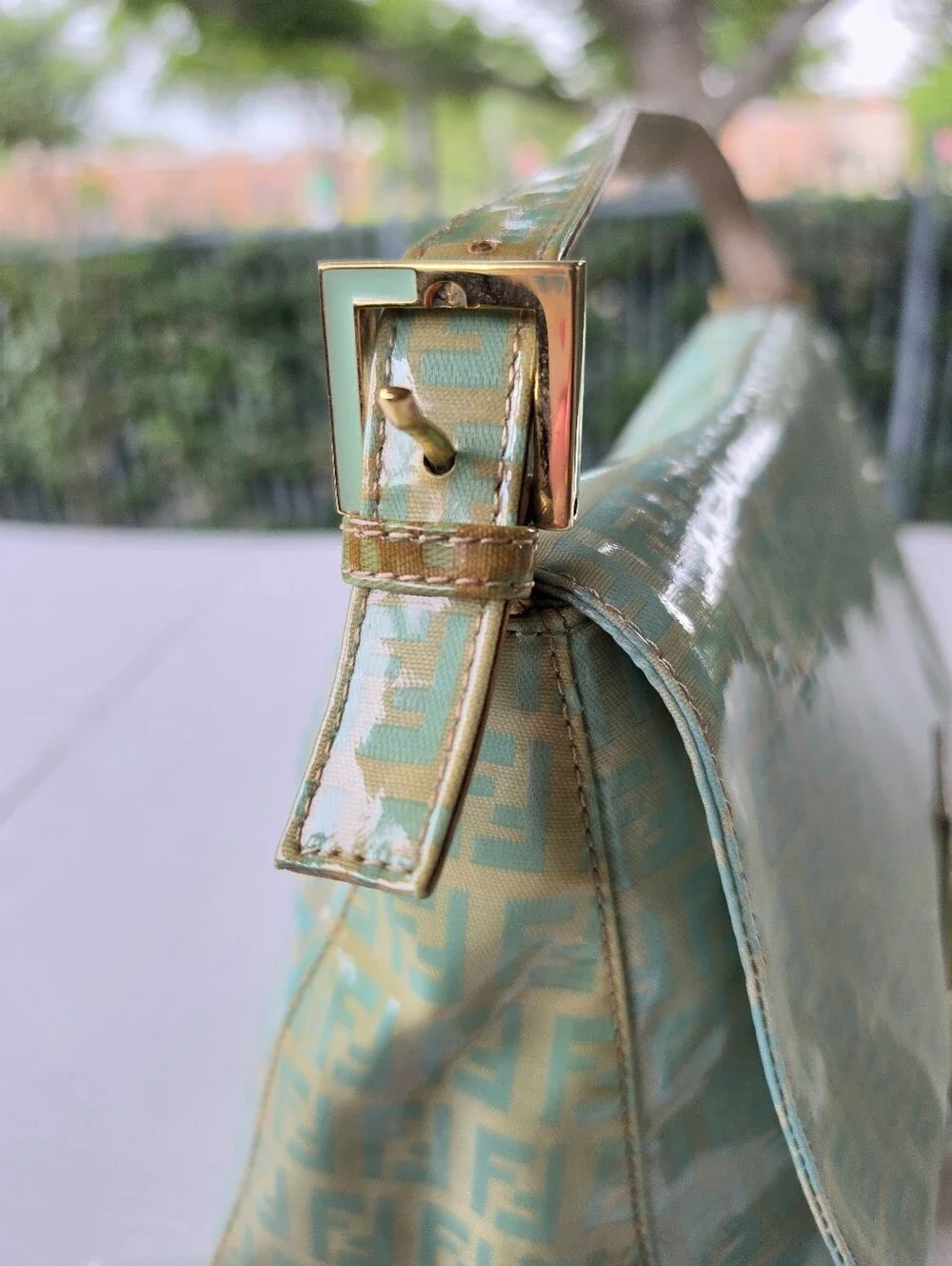 Absolutely Gorgeous Fendi Zucchino FF y2k small  Mama Baguette purse